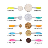 Ejoyous 10 Pieces Stainless Steel Measuring Cups and Spoons with Silicone Handle Grip Kitchen M - Side View