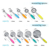 Ejoyous 10 Pieces Stainless Steel Measuring Cups and Spoons with Silicone Handle Grip Kitchen M - Top-Down View