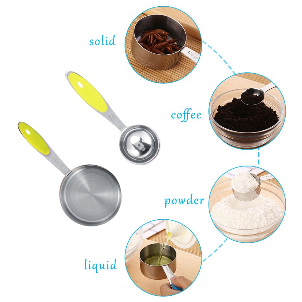 Ejoyous 10 Pieces Stainless Steel Measuring Cups and Spoons with Silicone Handle Grip Kitchen M
