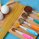Ejoyous 10 Pieces Stainless Steel Measuring Cups and Spoons with Silicone Handle Grip Kitchen M - Low Angle