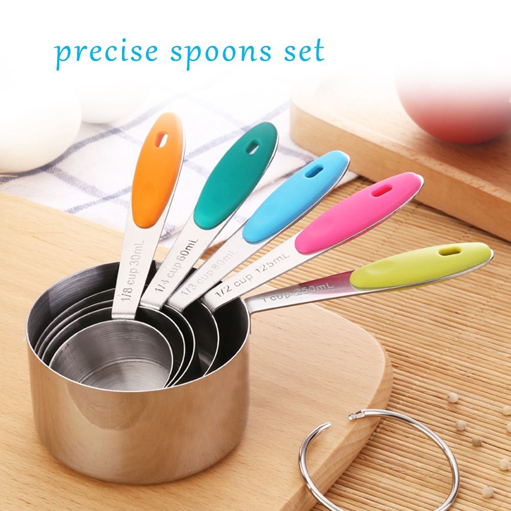 Ejoyous 10 Pieces Stainless Steel Measuring Cups and Spoons with Silicone Handle Grip Kitchen M