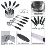 Ejoyous 10 Pieces Stainless Steel Measuring Cups and Spoons with Silicone Handle Grip Kitchen M
