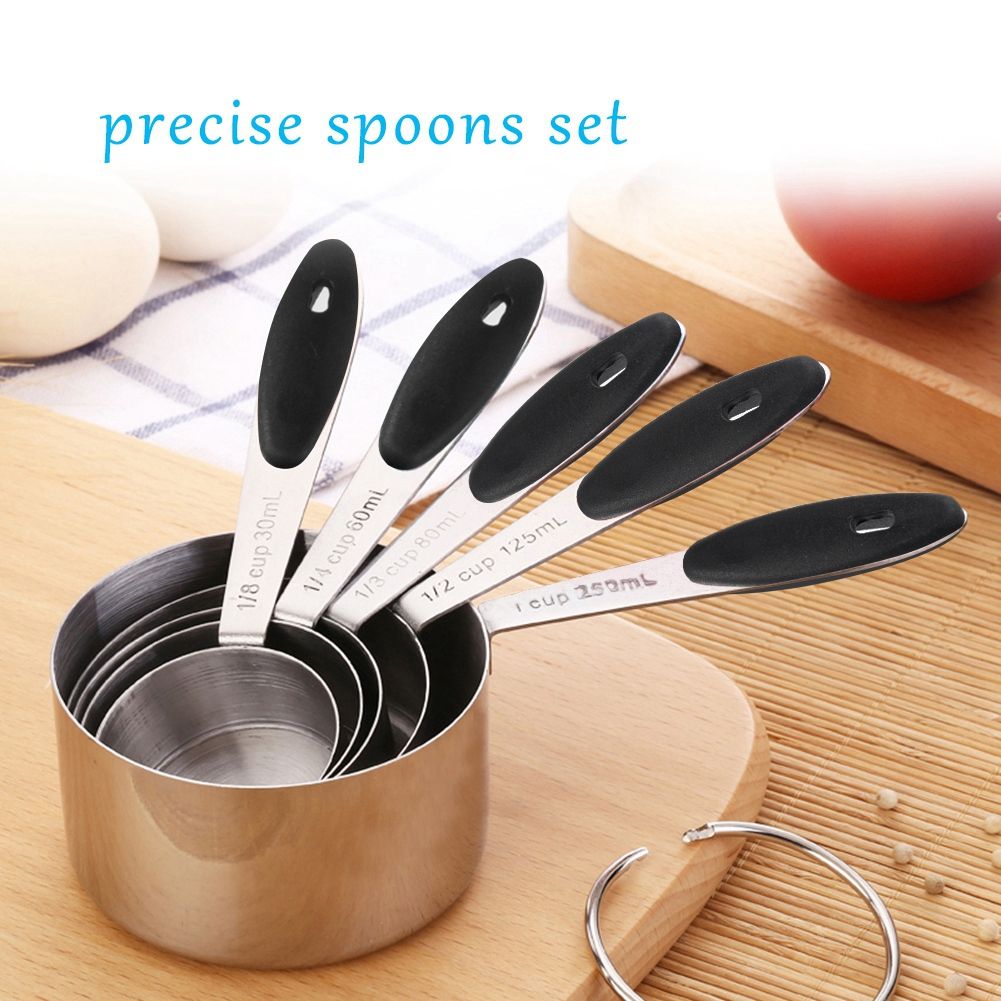 Ejoyous 10 Pieces Stainless Steel Measuring Cups and Spoons with Silicone Handle Grip Kitchen M