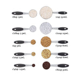 Ejoyous 10 Pieces Stainless Steel Measuring Cups and Spoons with Silicone Handle Grip Kitchen M - Low Angle