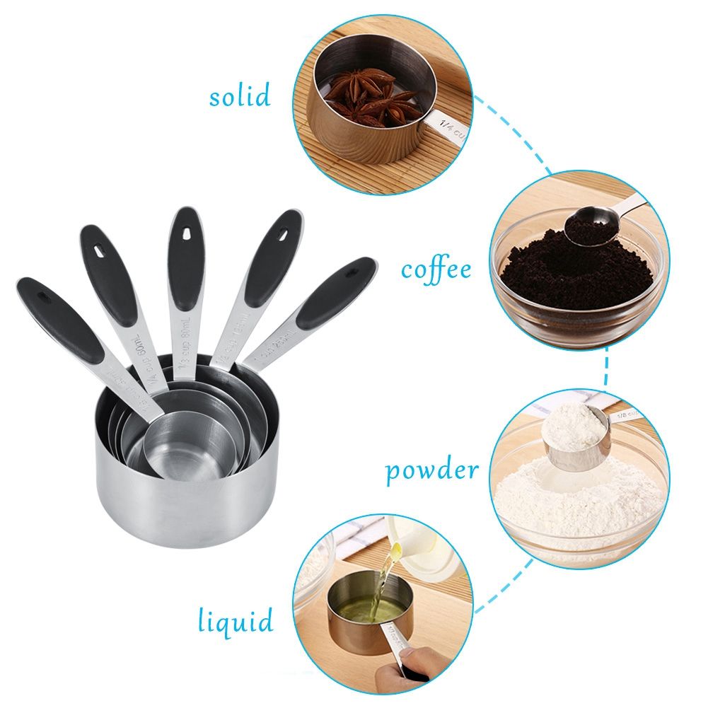 Ejoyous 10 Pieces Stainless Steel Measuring Cups and Spoons with Silicone Handle Grip Kitchen M