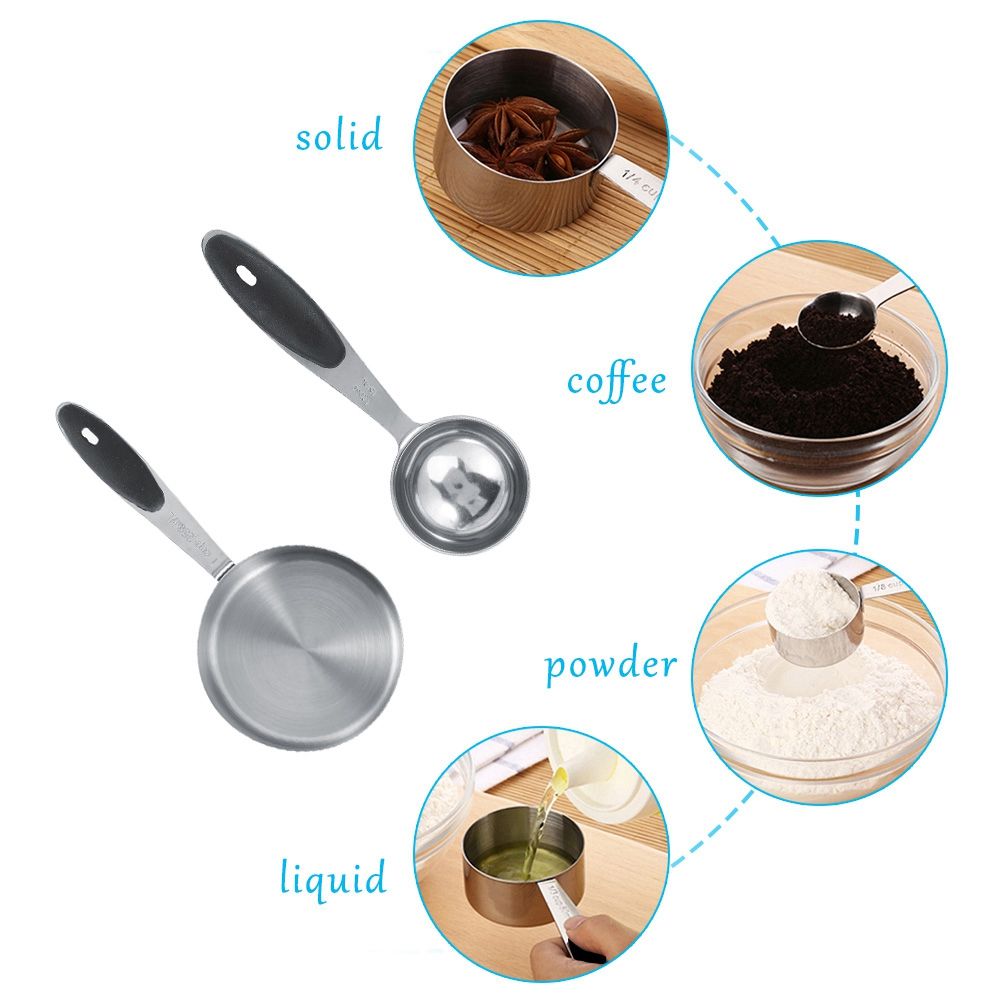 Ejoyous 10 Pieces Stainless Steel Measuring Cups and Spoons with Silicone Handle Grip Kitchen M