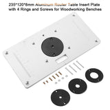 235*120*8mm Aluminum Router Table Insert Plate with 4 Rings and Screws for Woodworking Benches - Side View