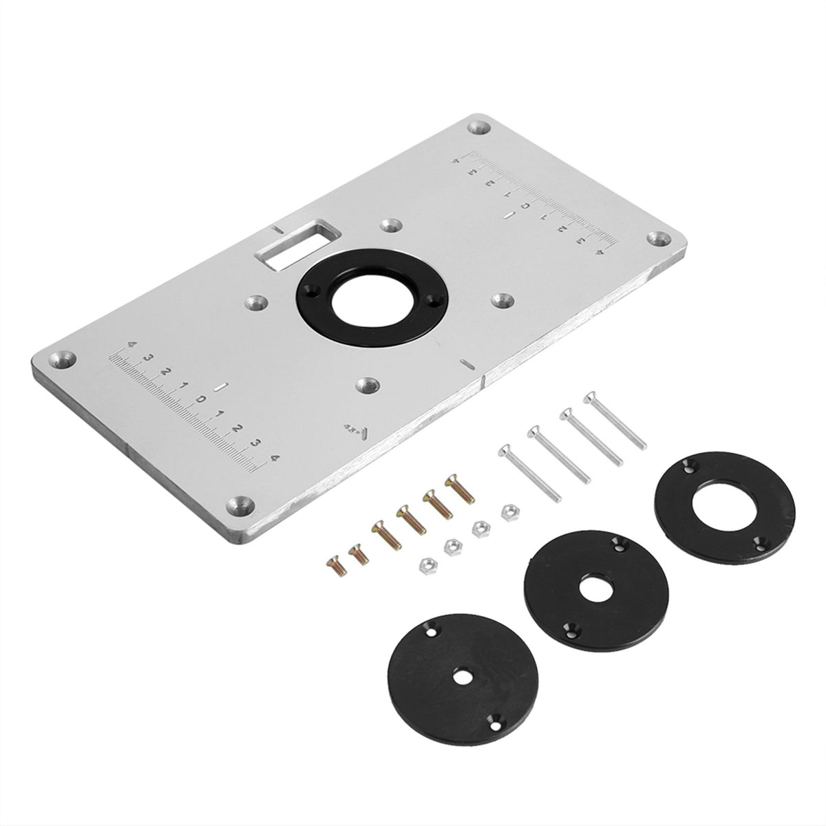235*120*8mm Aluminum Router Table Insert Plate with 4 Rings and Screws for Woodworking Benches