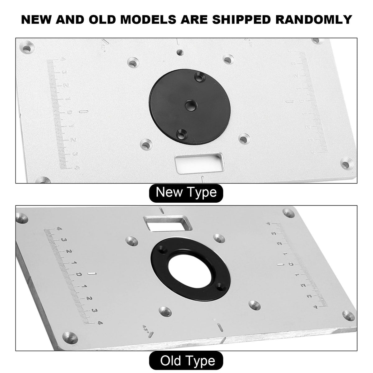 235*120*8mm Aluminum Router Table Insert Plate with 4 Rings and Screws for Woodworking Benches