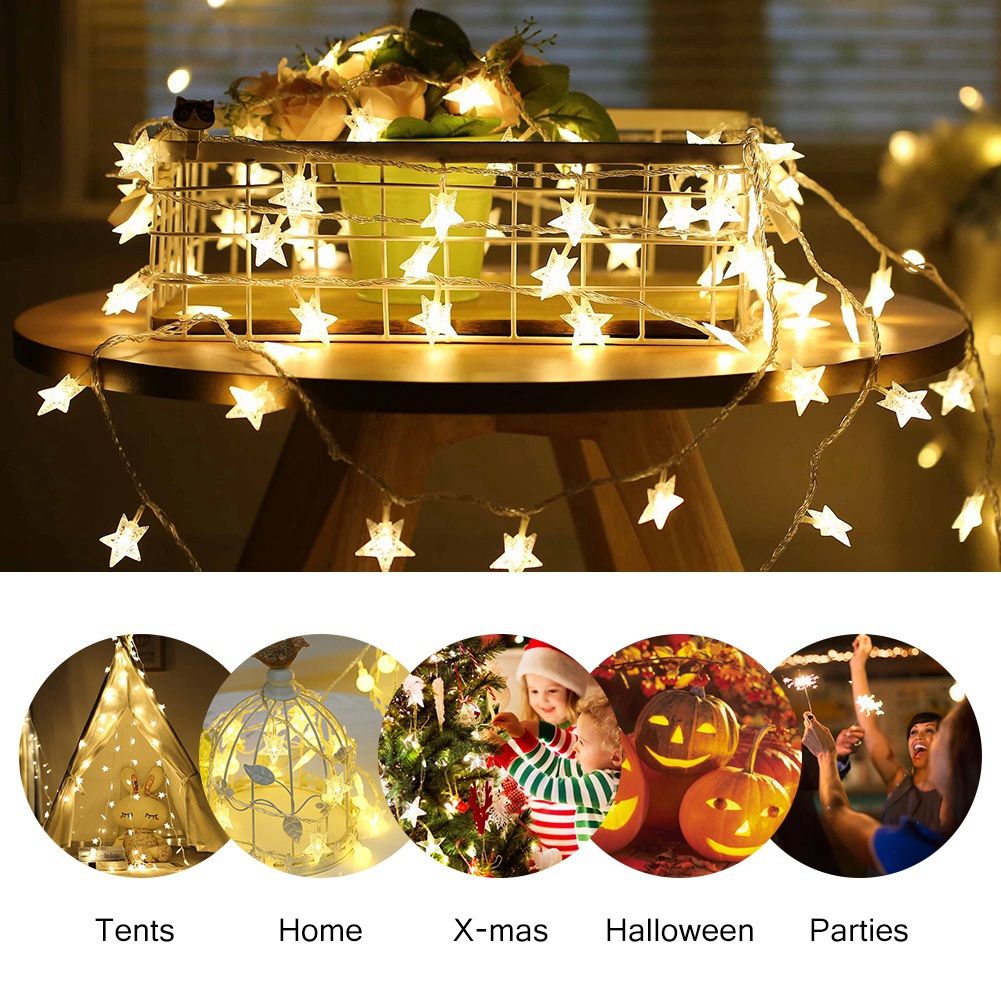 Battery Operated Led String Lights Ejoyous 6m 19ft 40 star Shape LED Lights Fairy Decorative Li