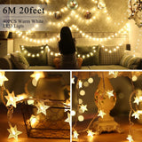 Battery Operated Led String Lights Ejoyous 6m 19ft 40 star Shape LED Lights Fairy Decorative Li - Rear View