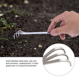24CM Stainless Steel 3 Tines Plants Pot Rake Gardening Cultivator Soil Farming Tools