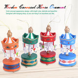 Wooden Carousel Horse Orament Merry Go Round Christmas Room Decoration Kids Gift