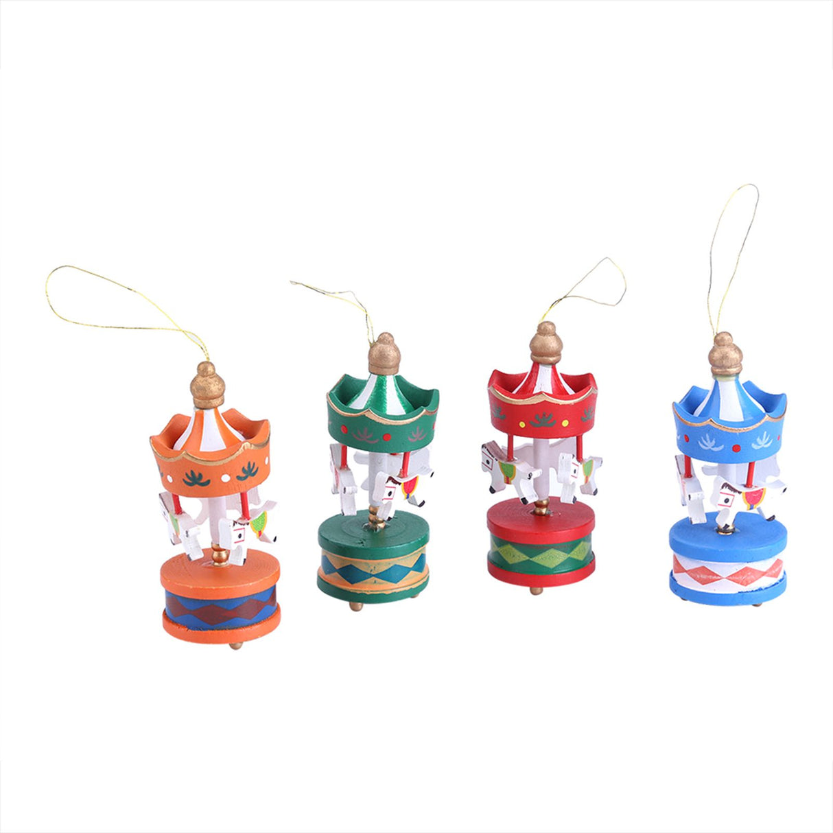 Wooden Carousel Horse Orament Merry Go Round Christmas Room Decoration Kids Gift