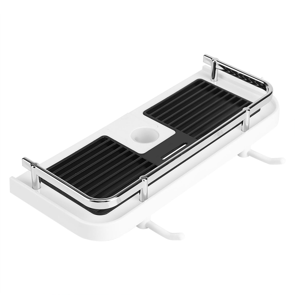 ABS Shower Rod Storage Shelf Organizer Tray Holder Practical Bathroom Accessory