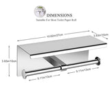 Wall Mounted SUS 304 Stainless Steel Double Roll Toilet Paper Holder, Dual Paper Tissue Roll