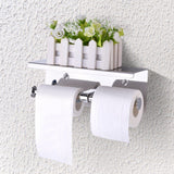 Wall Mounted SUS 304 Stainless Steel Double Roll Toilet Paper Holder, Dual Paper Tissue Roll
