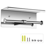 Wall Mounted SUS 304 Stainless Steel Double Roll Toilet Paper Holder, Dual Paper Tissue Roll - Low Angle