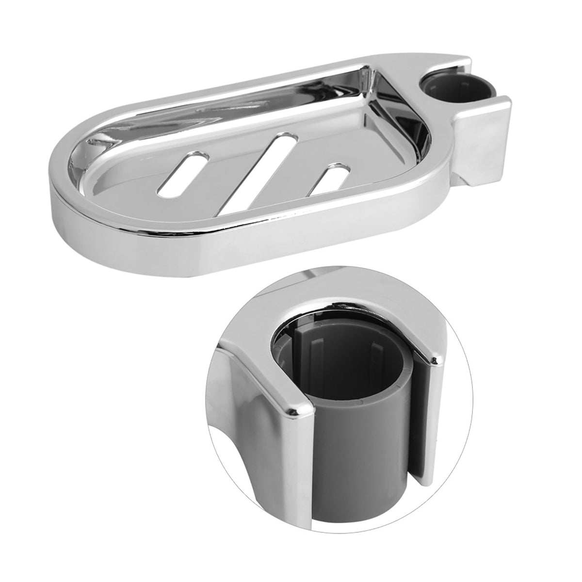 ABS Soap Dish Holder Adjustable Shower Rod Slide Practical Bathroom Gadget