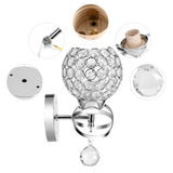 Modern Crystal Wall Lamp Bedside Night Light Bedroom Living Room Hall Lighting - Side View