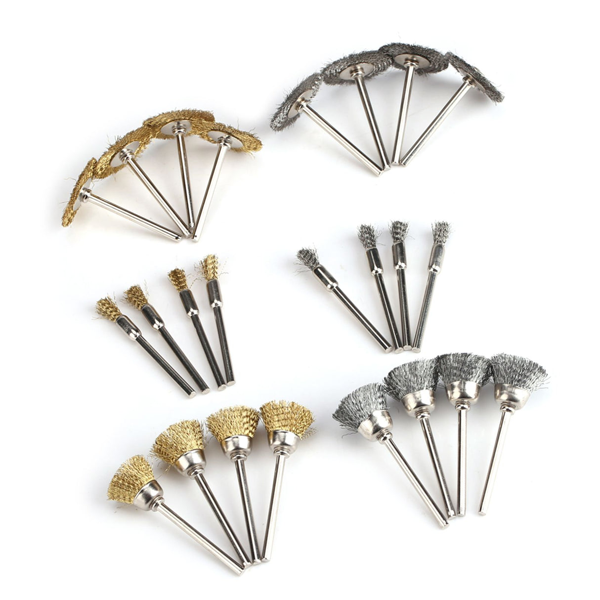 24pcs Stainless Steel/Brass Wire Wheel Polishing Brushes for Grinder Drill Rotary Tool