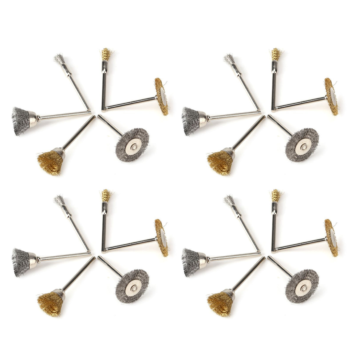 24pcs Stainless Steel/Brass Wire Wheel Polishing Brushes for Grinder Drill Rotary Tool