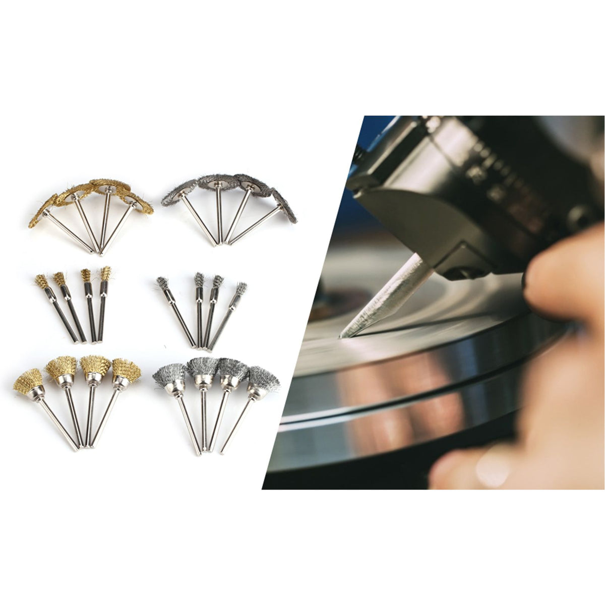 24pcs Stainless Steel/Brass Wire Wheel Polishing Brushes for Grinder Drill Rotary Tool
