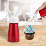 250mL Portable Red Aluminum Whipped Dessert Cream Butter Dispenser Whipper Foam Maker - Side View