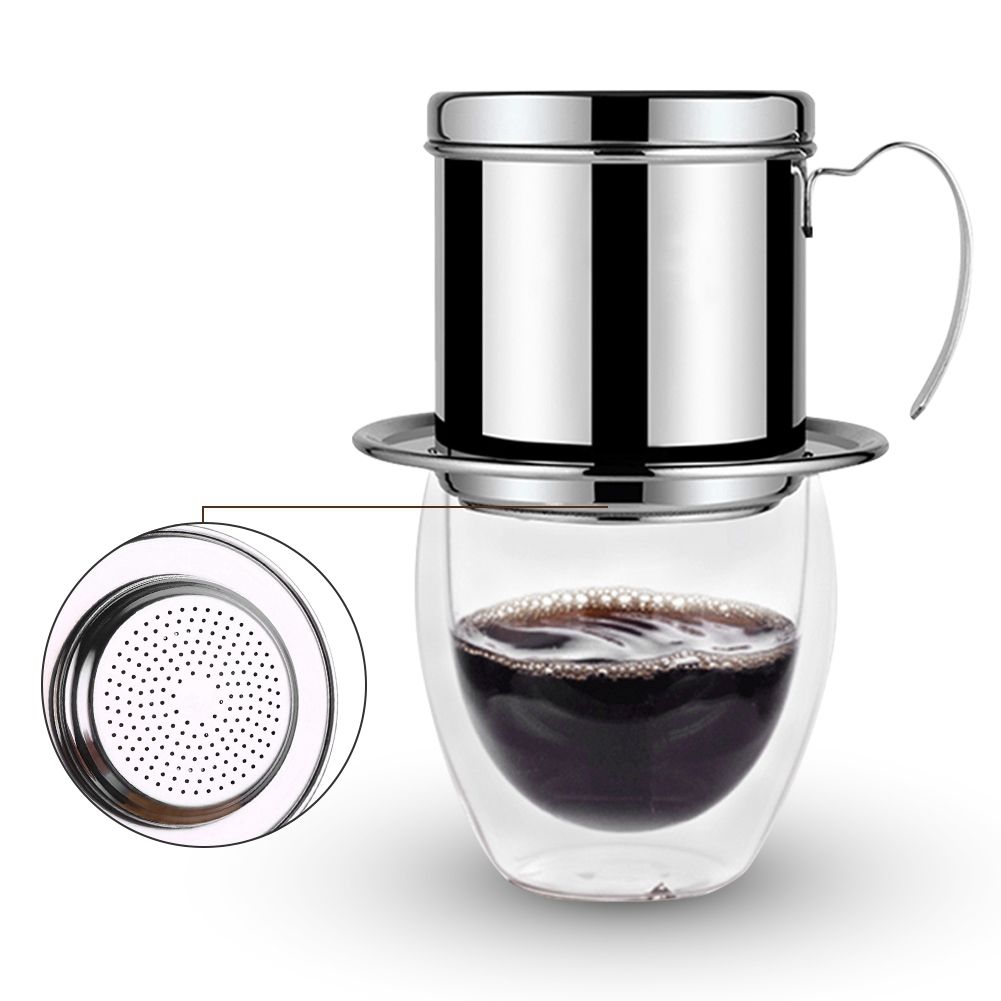 Stainless Steel Cup Vietnamese Coffee Drip Filter Maker Phin Infuser Sliver