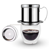 Stainless Steel Cup Vietnamese Coffee Drip Filter Maker Phin Infuser Sliver - Front View