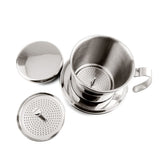 Stainless Steel Cup Vietnamese Coffee Drip Filter Maker Phin Infuser Sliver - Top-Down View