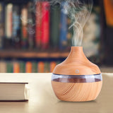 USB LED Touch Wood Grain Air Humidifier Purifier Oil Diffuser 300ml