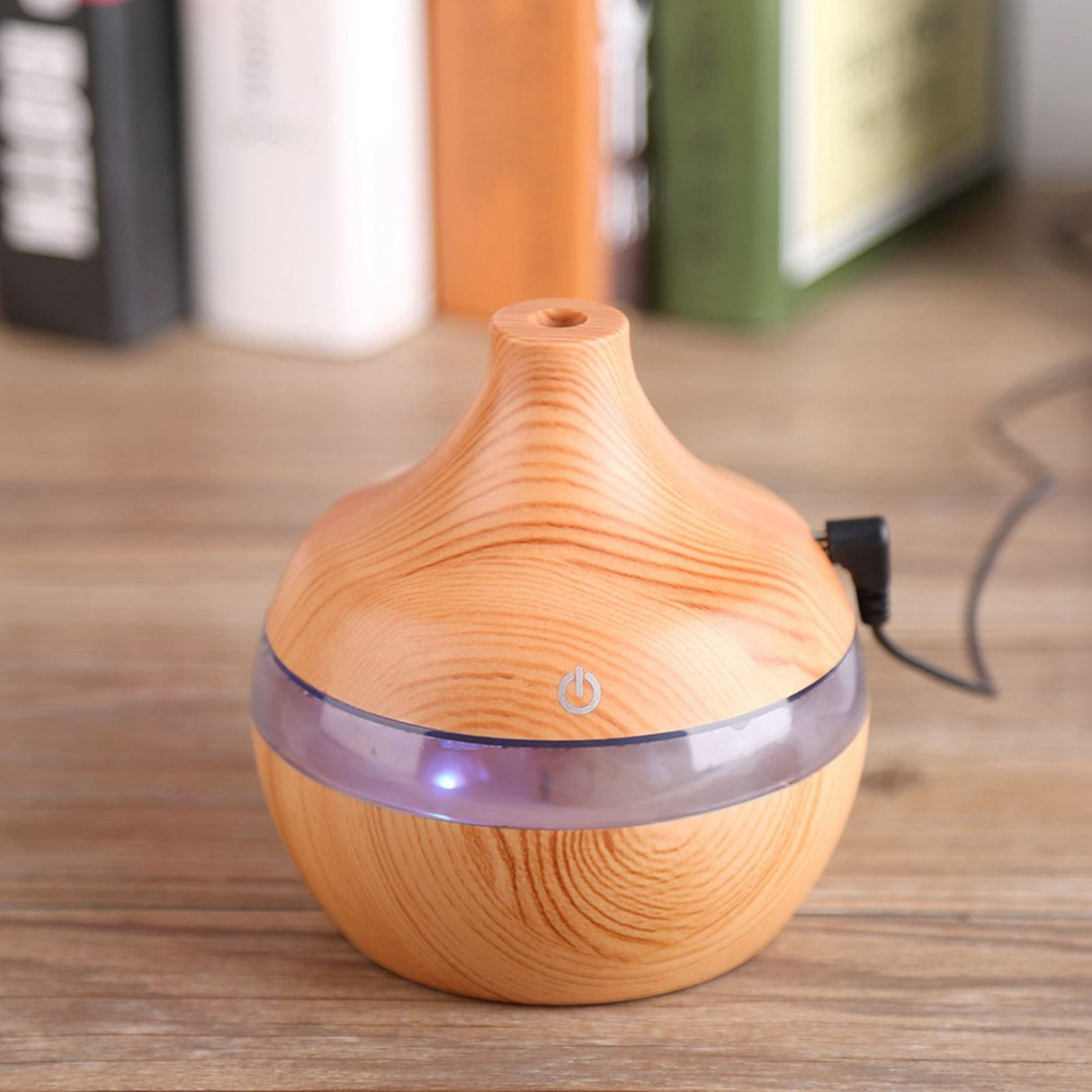 USB LED Touch Wood Grain Air Humidifier Purifier Oil Diffuser 300ml