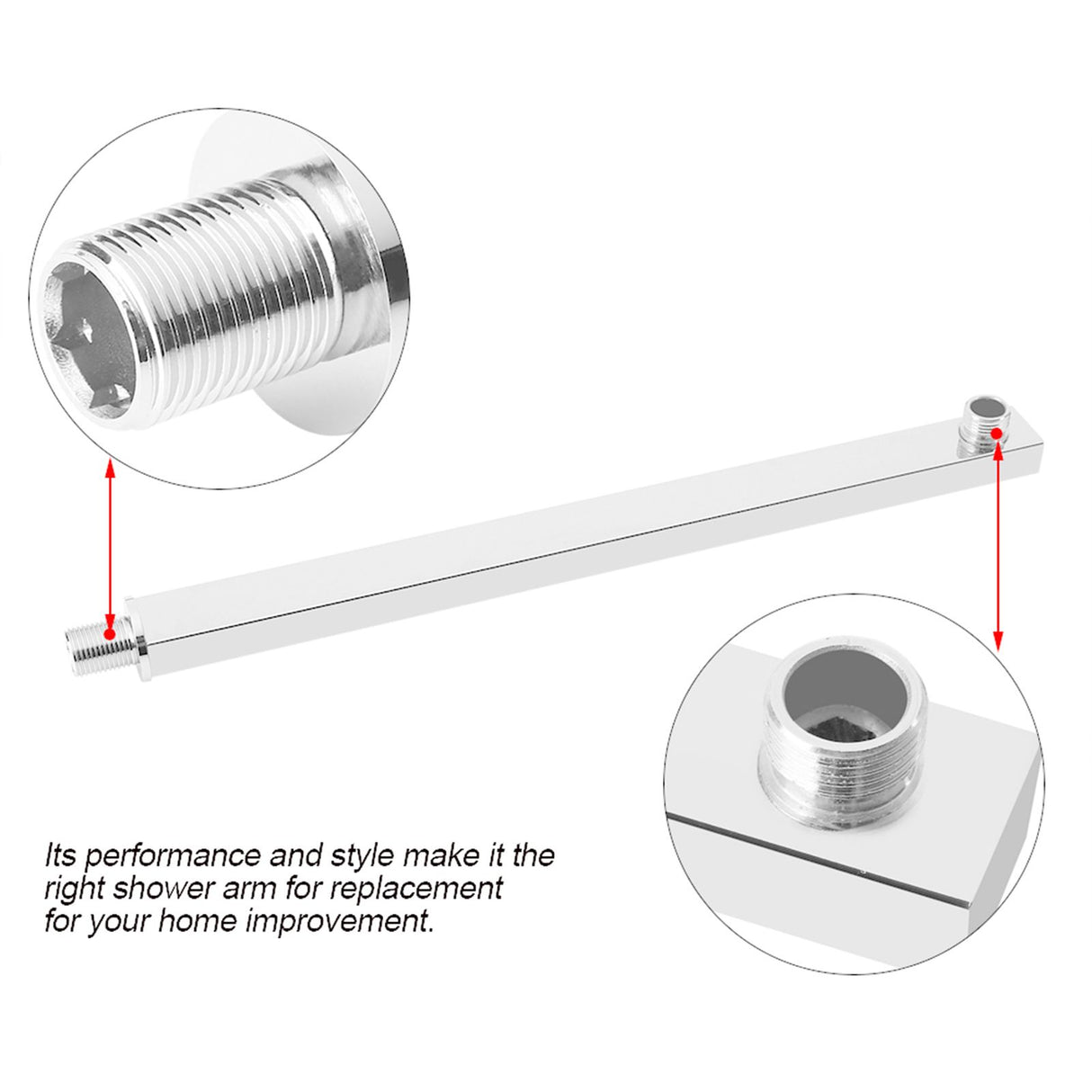 16 Inch Long Polished Stainless Steel Wall Mounted Shower Head Extension Showers Arm