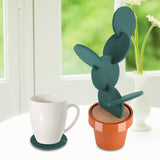 Novelty Potted Cactus Cup Mat Pad Heat Insulation Coasters Table Desktop Decoration - 45-Degree Angle
