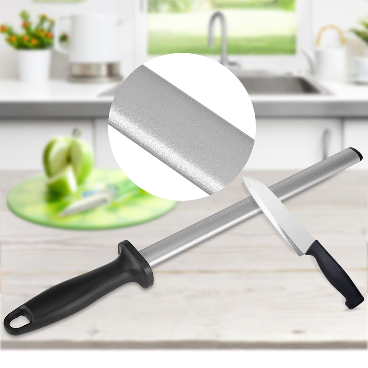 10 Inch Professional Knife Sharpening Steel Rod Home Kitchen Sharpener Stone Tool
