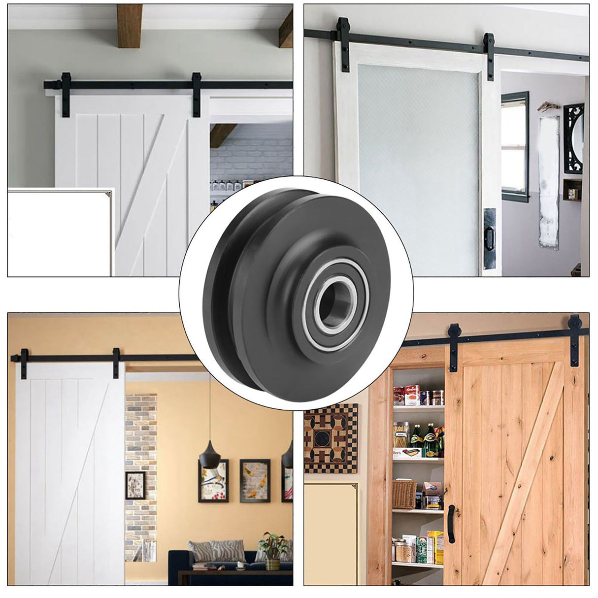 2Pcs Sliding Barn Door Wheel Closet Hardware Roller Cabinet Window Pulley Home Use