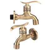 Antique Style Brass Washing Machine Faucet Wall Mount Laundry Cold Water Tap Bathroom Use - Close-Up Angle