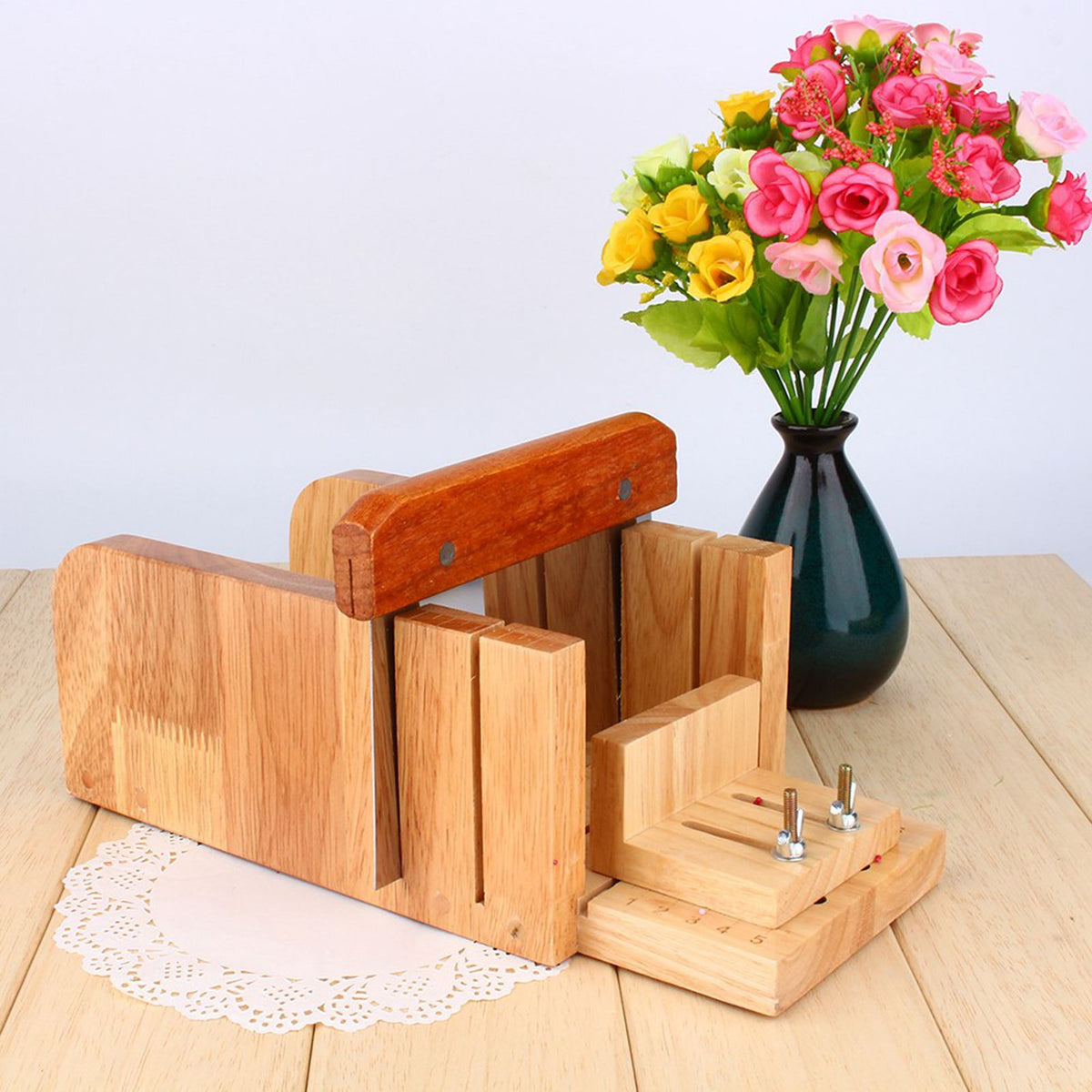 DIY Handmade Soap Tool Set Wooden Soap Loaf Mold Cutter Knife Soap Making Supplies