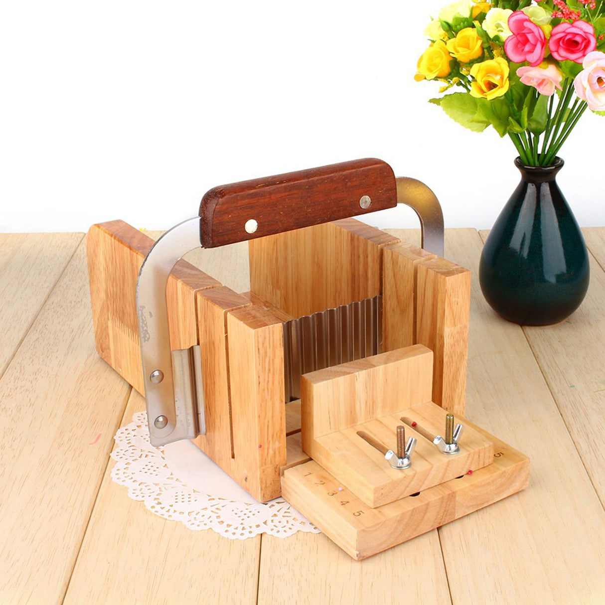 DIY Handmade Soap Tool Set Wooden Soap Loaf Mold Cutter Knife Soap Making Supplies