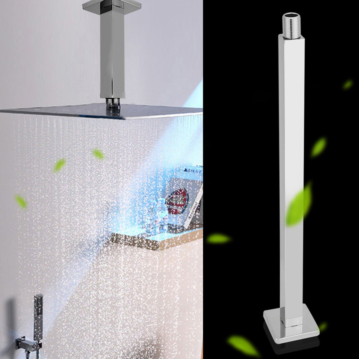 Stainless Steel Wall Mounted Shower Extension Arm Stretching Rain Showering Head