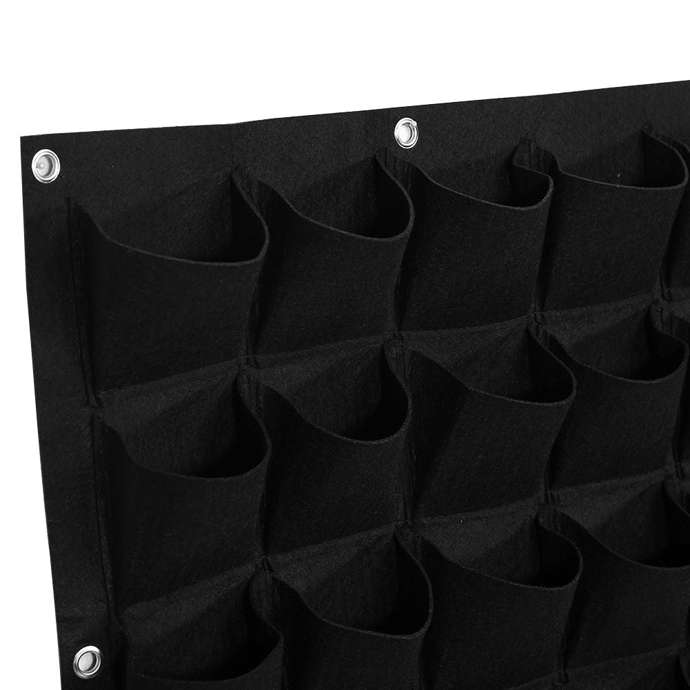 81 Pockets Vertical Felt Garden Plant Growing Container Bags Wall Hanging Planter (Black)