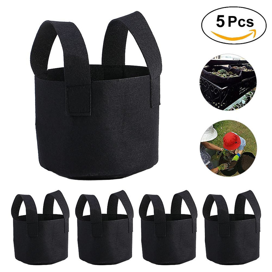 Black Plants Growing Bag Vegetable Flower Aeration Planting Pot Container (1 Gallon 14 x 18cm)