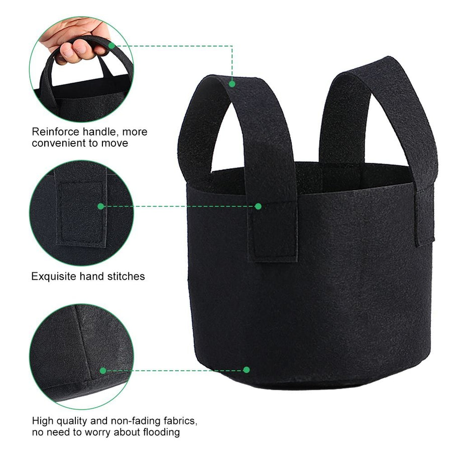 Black Plants Growing Bag Vegetable Flower Aeration Planting Pot Container (1 Gallon 14 x 18cm)