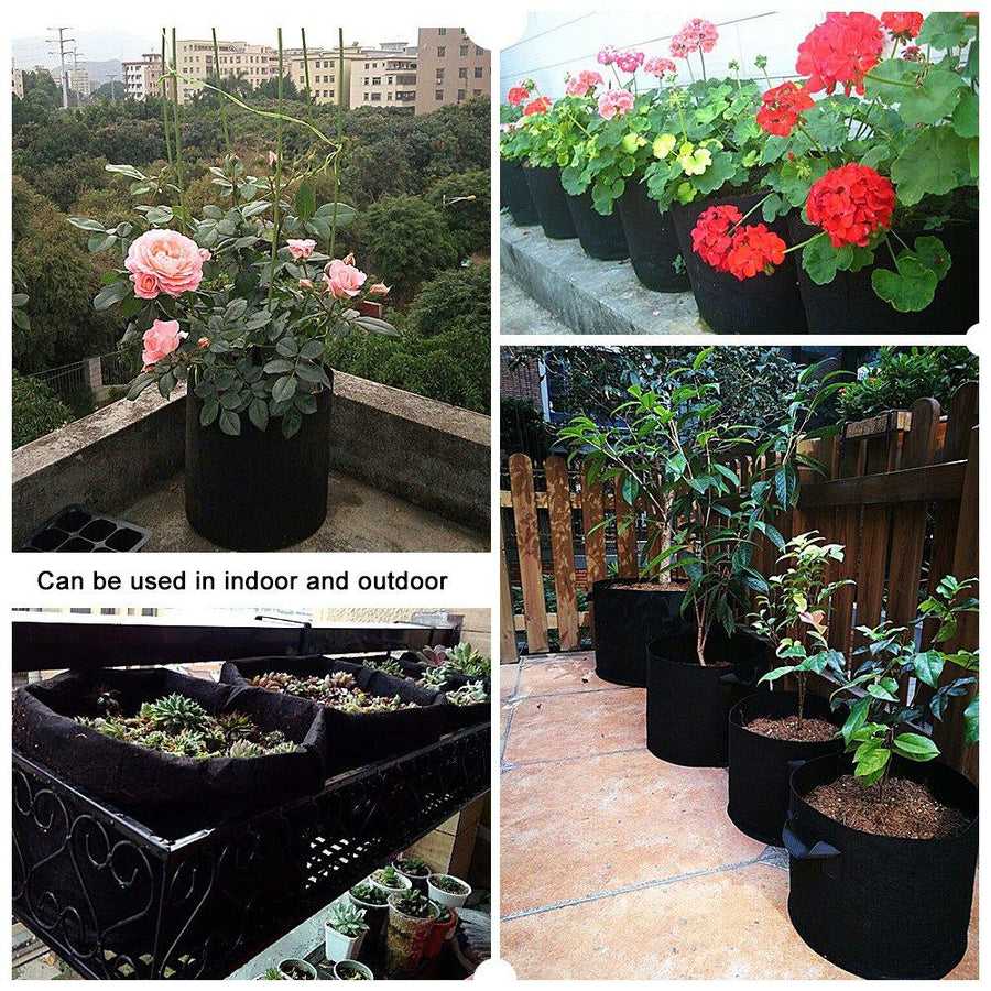 Black Plants Growing Bag Vegetable Flower Aeration Planting Pot Container (1 Gallon 14 x 18cm)