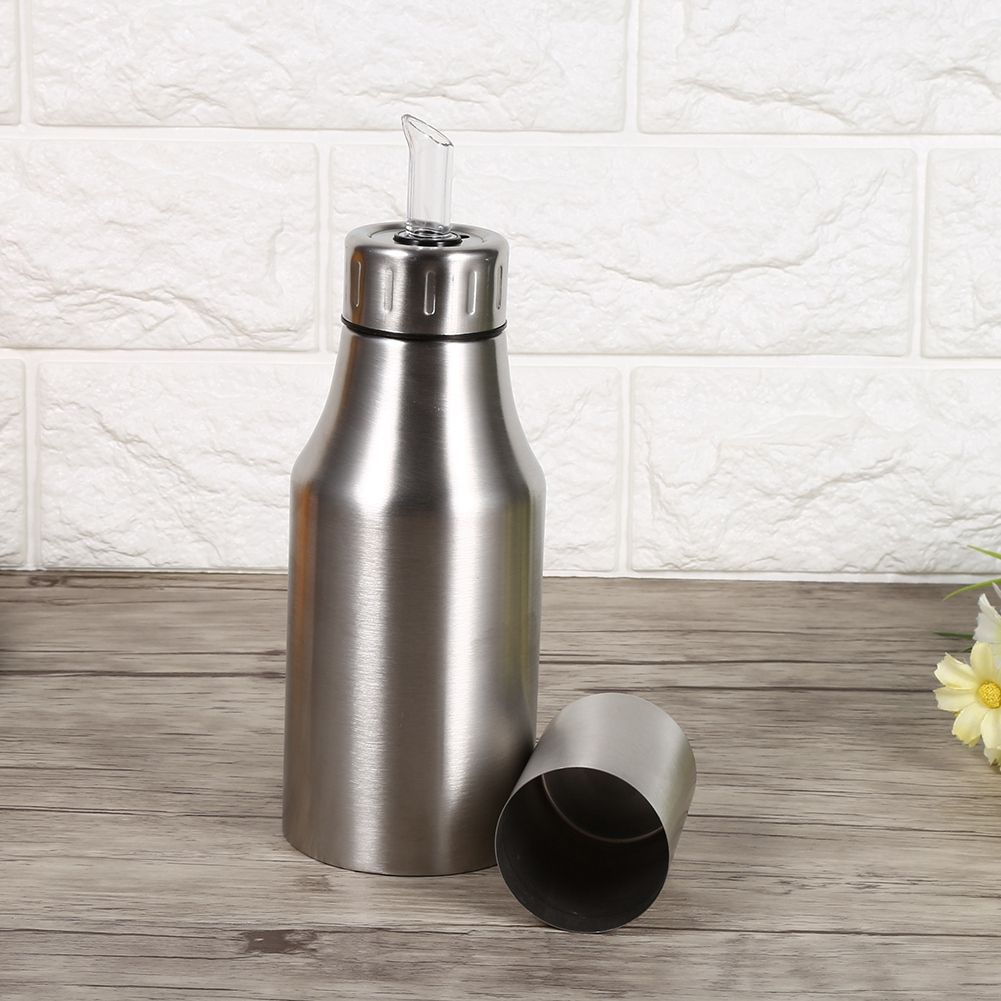 Practical Stainless Steel Oil Pot Can Drizzling Vinegar Dispenser Kitchen Supplies(500ml)