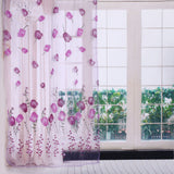 100*200cm Tulips Printing Tulle Curtains Sheer Drape Balcony Window Decoration Purple
