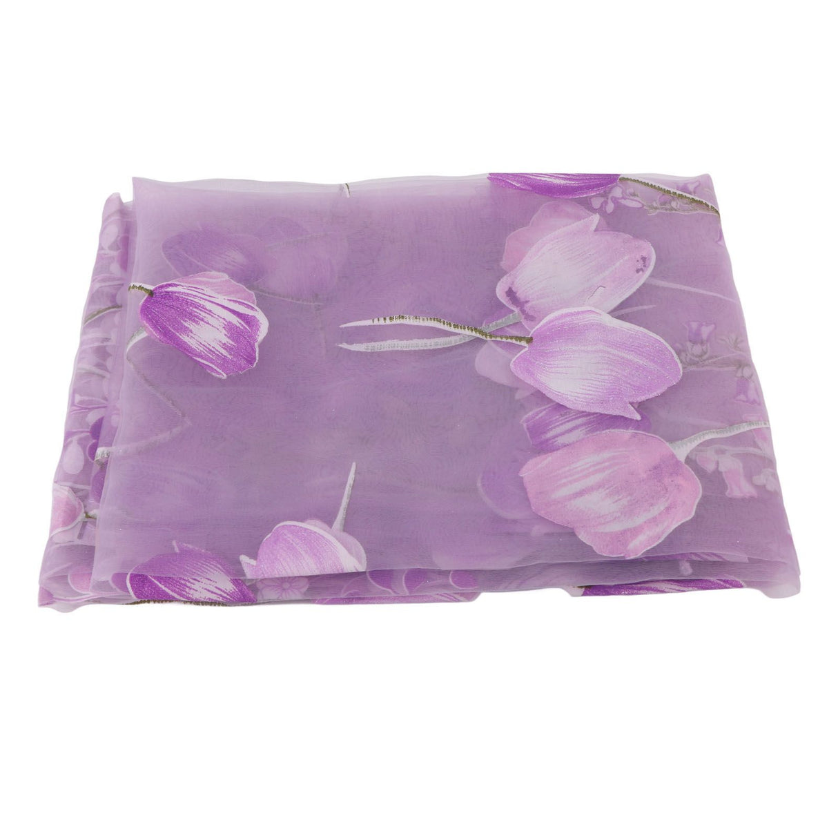 100*200cm Tulips Printing Tulle Curtains Sheer Drape Balcony Window Decoration Purple