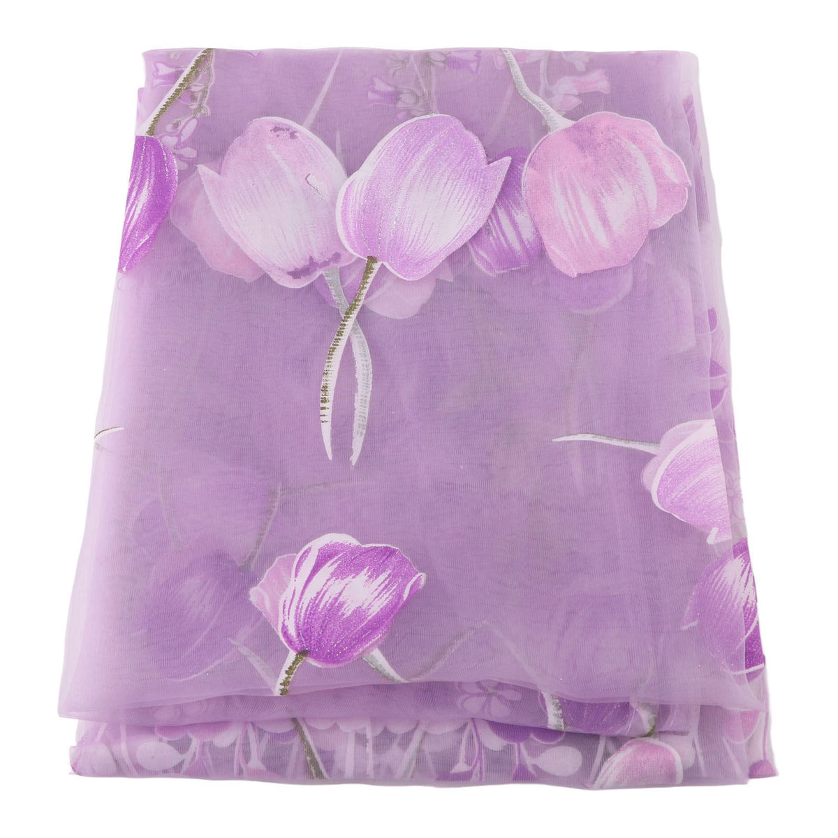 100*200cm Tulips Printing Tulle Curtains Sheer Drape Balcony Window Decoration Purple