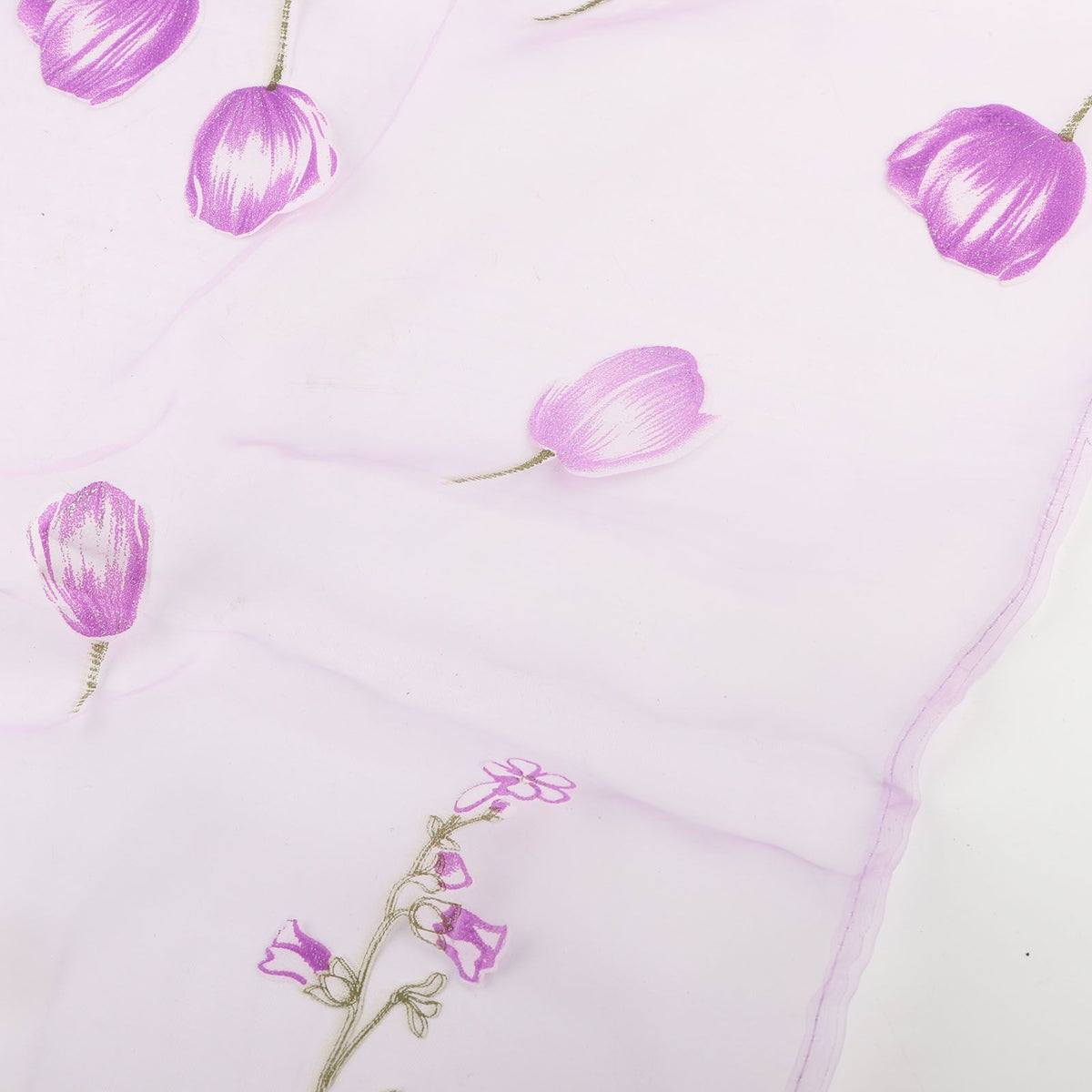 100*200cm Tulips Printing Tulle Curtains Sheer Drape Balcony Window Decoration Purple